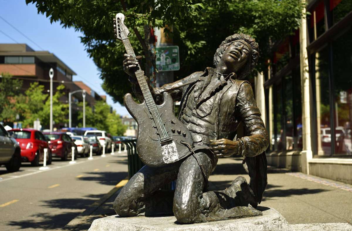 Seine Geburtsstadt Seattle hat Jimi Hendrix ein Denkmal errichtet.