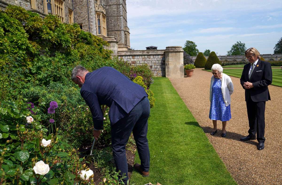 Im Garten von Schloss Windsor beaufsichtigte sie die Pflanzaktion.