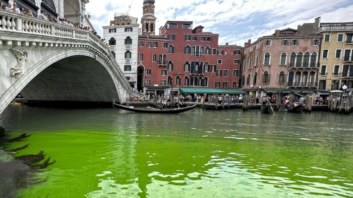 Canal Grande  leuchtet grün – das sagen die Behörden