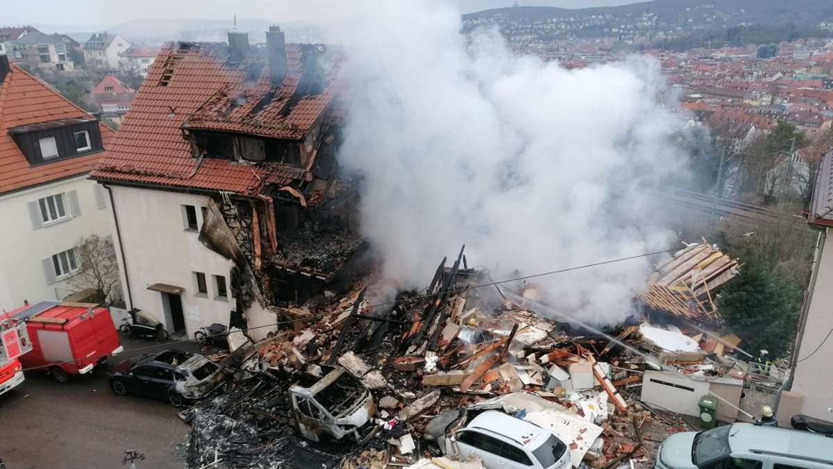 Explosion in Stuttgart-West: Die Köllestraße gleicht einem Trümmerfeld