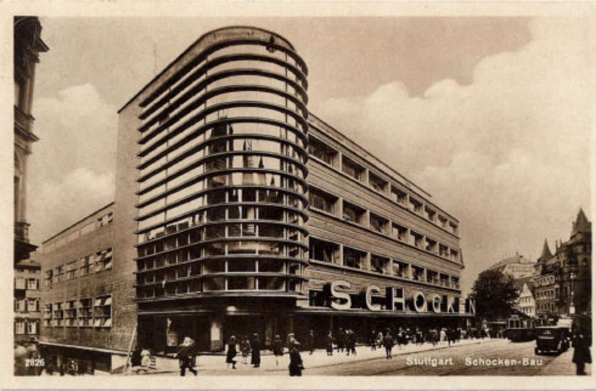 Das Schocken-Kaufhaus in Stuttgart  als historisches Postkartenmotiv