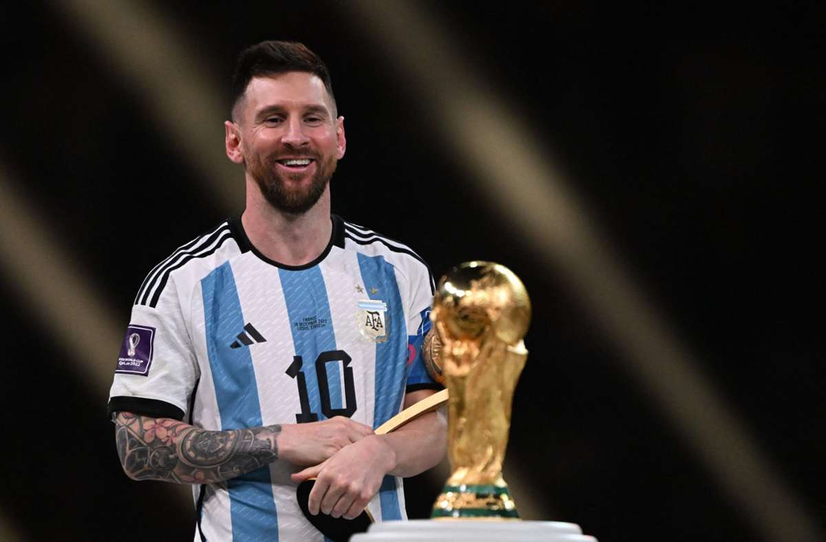 Lionel Messi am Ziel seiner Fußballerträume. Foto: AFP/KIRILL KUDRYAVTSEV