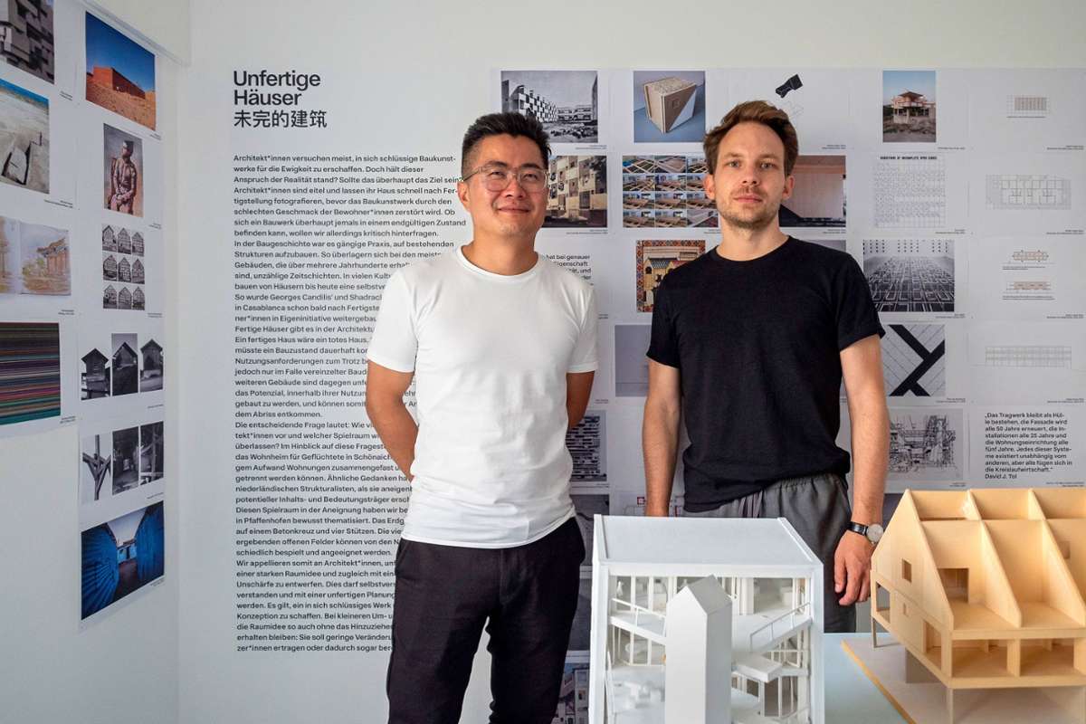 Guobin Shen (li.) und Florian Kaiser  vom  2017 gegründeten Architekturbüro Kaiser Shen. Foto: Architekturgalerie am Weißenhof/Thomas Fütterer
