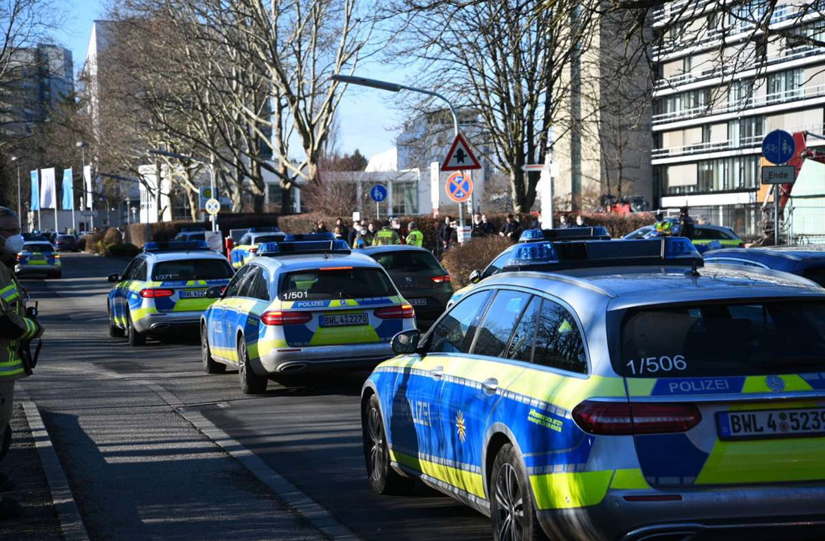 Polizei am Tatort des Amoklaufes in Heidelberg Foto: dpa/R. Priebe