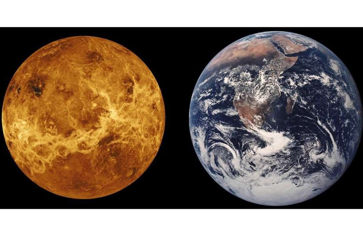 Größenvergleich von Erde und Venus