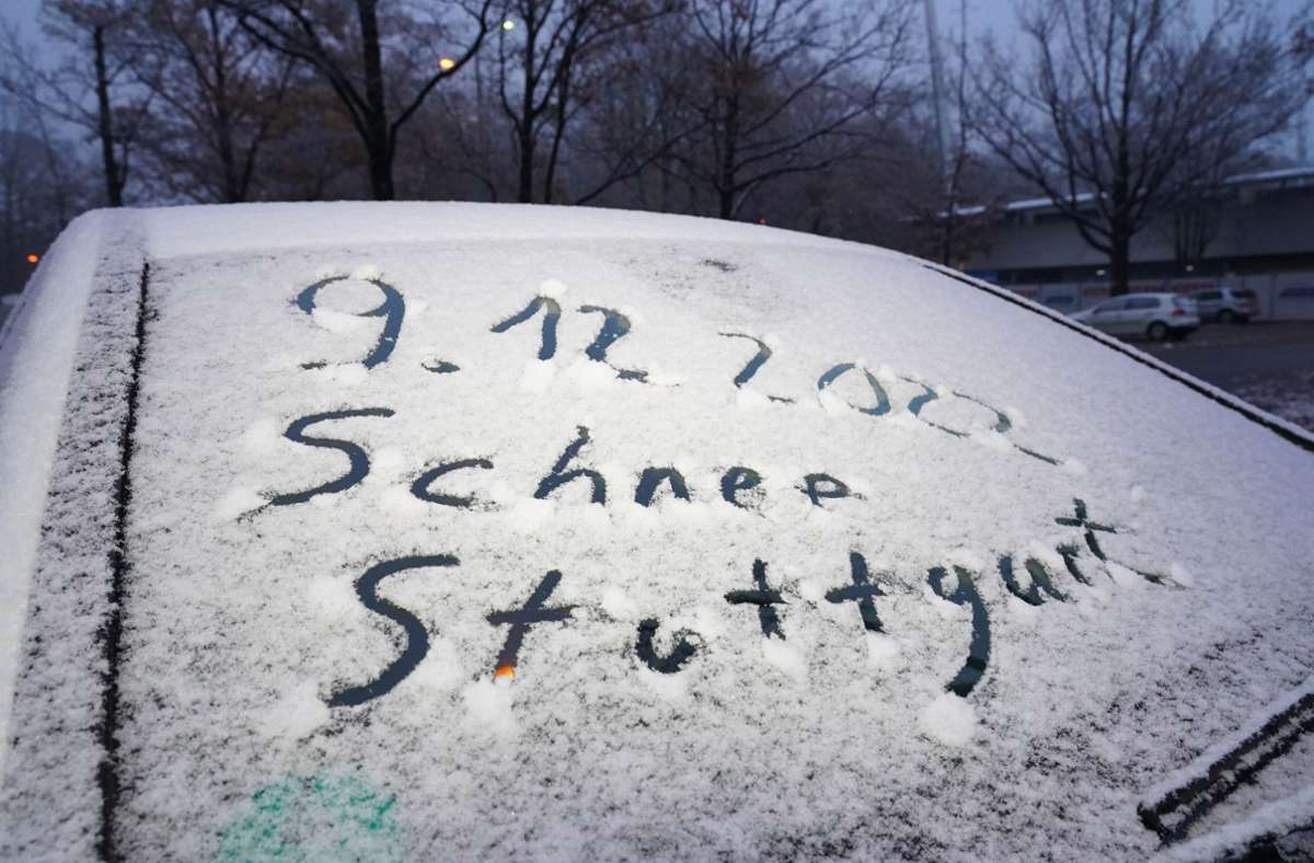 Schnee im Dezember in Stuttgart: Hier auch noch einmal schriftlich.