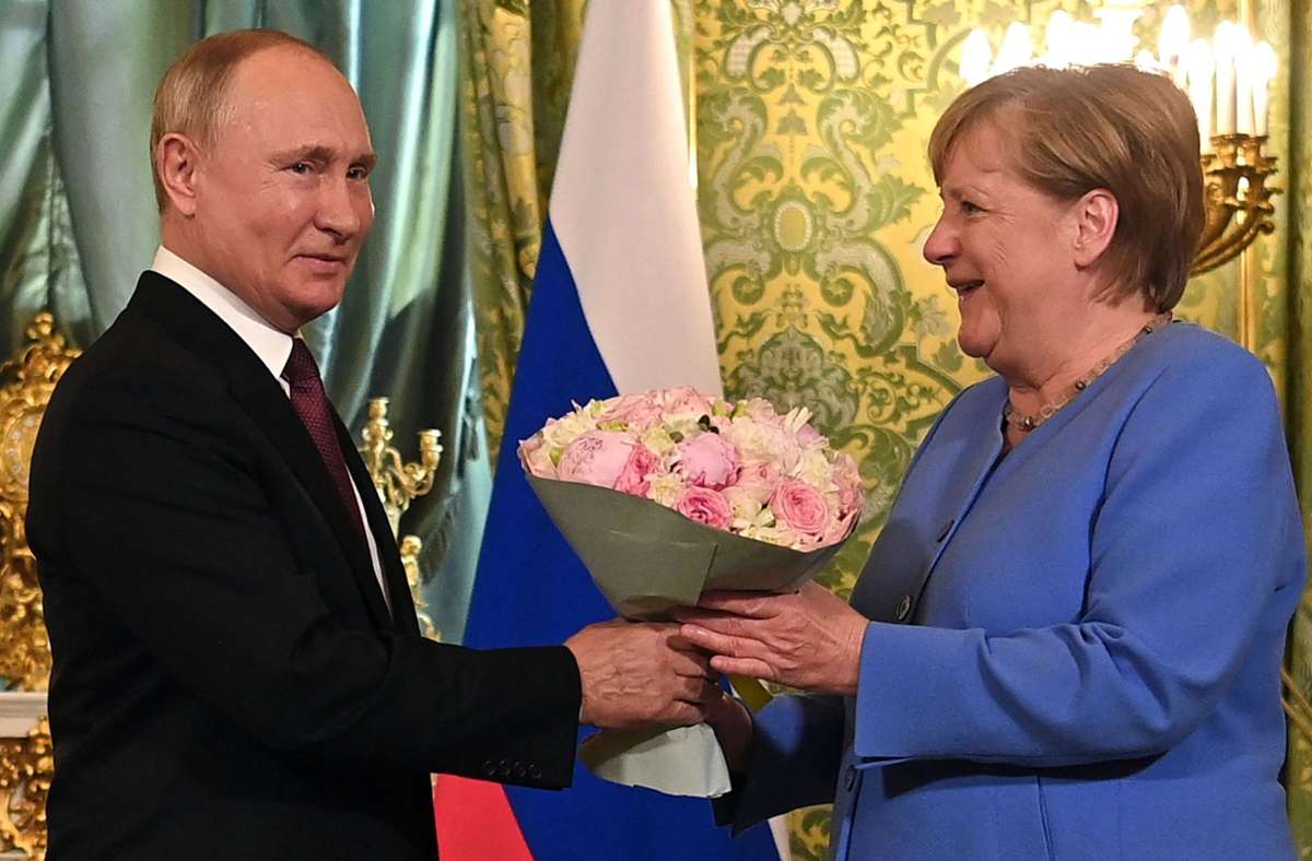 Russlands Präsident Wladimir Putin und Bundeskanzlerin  Angela Merkel.