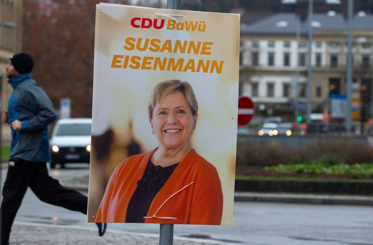 Wahlplakat der CDU-Spitzenkandidatin Susanne Eisenmann. Foto: imago images/Lichtgut/Leif Piechowski