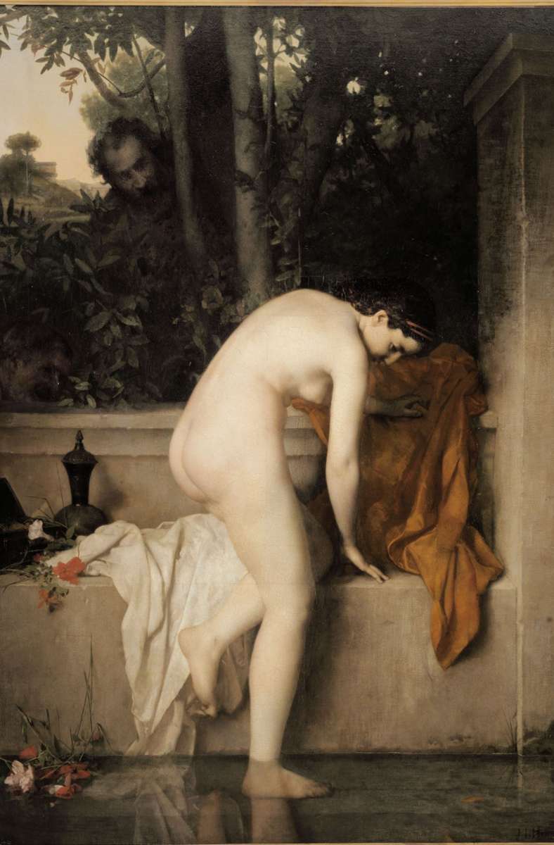 Jean-Jacques Henner zeigt „Die keusche Susanna“ (1864) in einer unschuldigen Situation, die übergriffigen Blicke wirken harmlos  – wer könnte sich dieser Anmut schließlich entziehen?