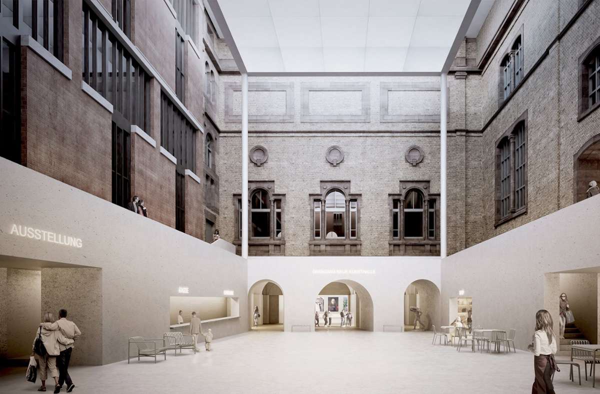Der Innenhof der Kunsthalle  soll überdacht werden. Foto: Staab Architekten, Berlin