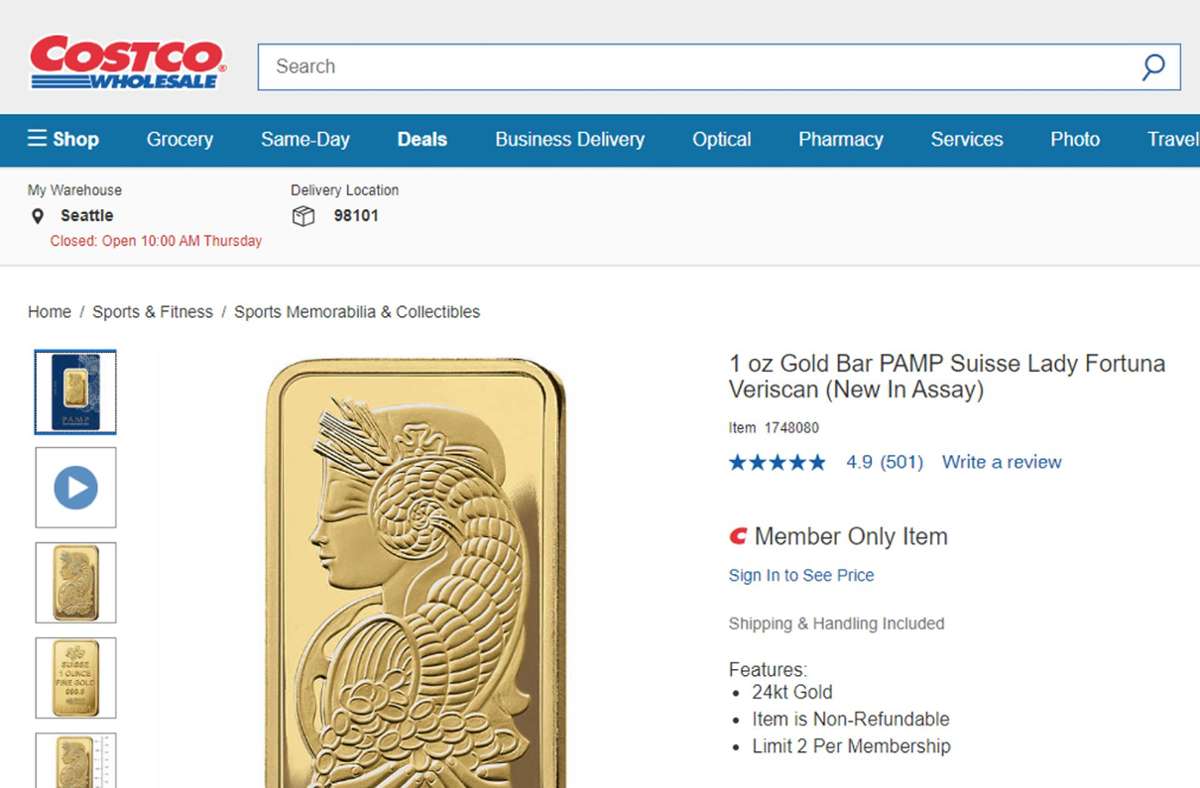Begehrtes Edelmetall: US-Supermarktkette verkauft Gold – „nach ein paar Stunden ausverkauft“