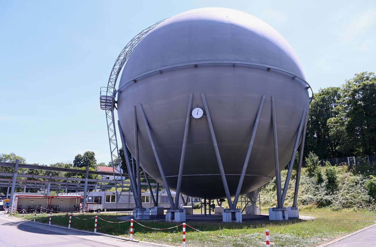 In dieser Kugel speichern die Stadtwerke Tübingen ihr Gas. (Archivbild) Foto: IMAGO/ULMER Pressebildagentur/IMAGO/Ulmer