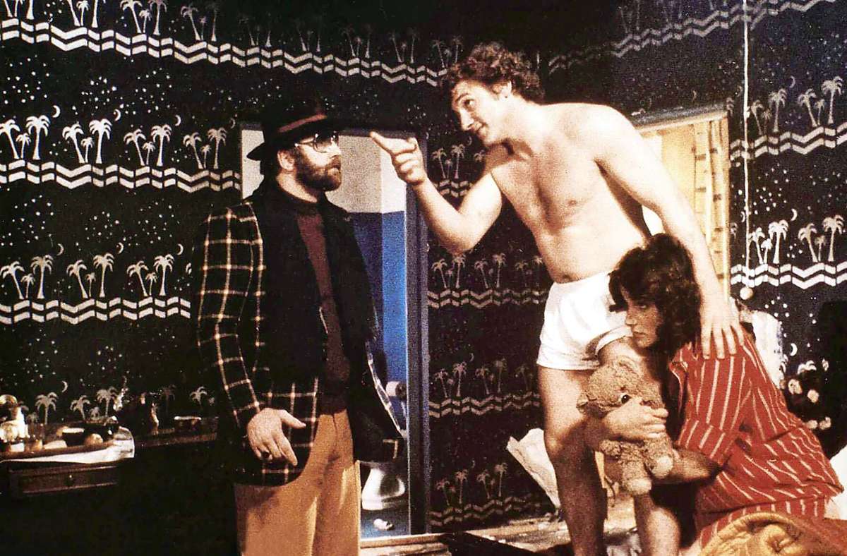 Bock mit Kinostar   Gérard Depardieu  (rechts) 1979 in „Hurricane Rosie“: