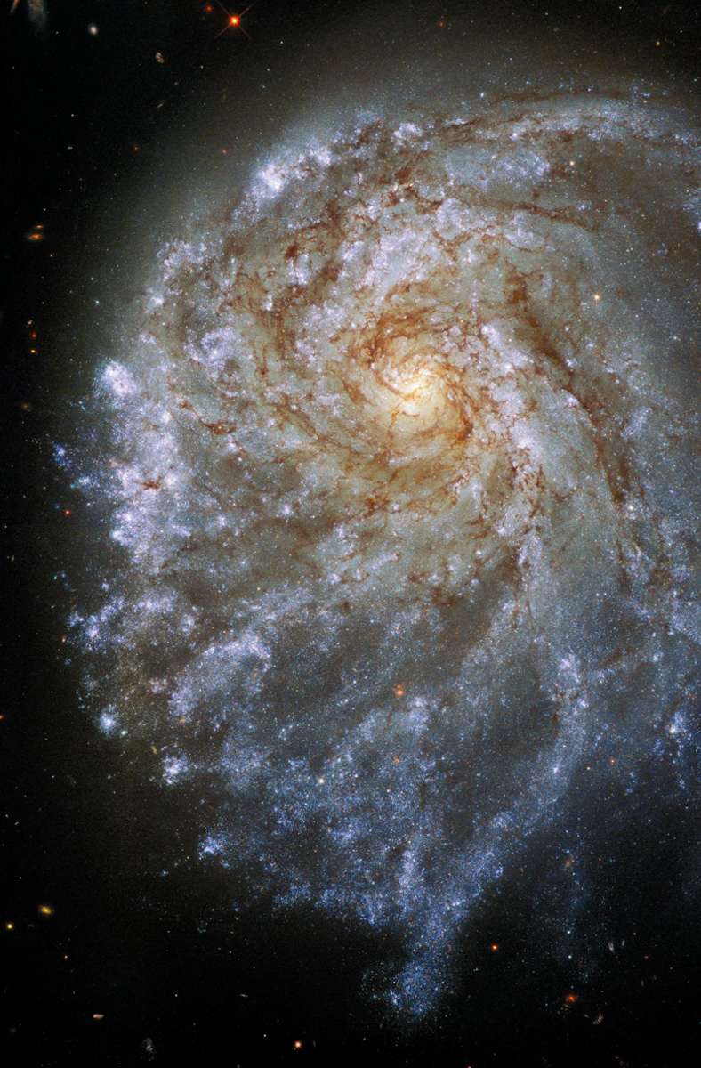 Etwas schief daher kommt diese Spiralgalaxie daher. Sie liegt in 120 Millionen Lichtjahren Entfernung.